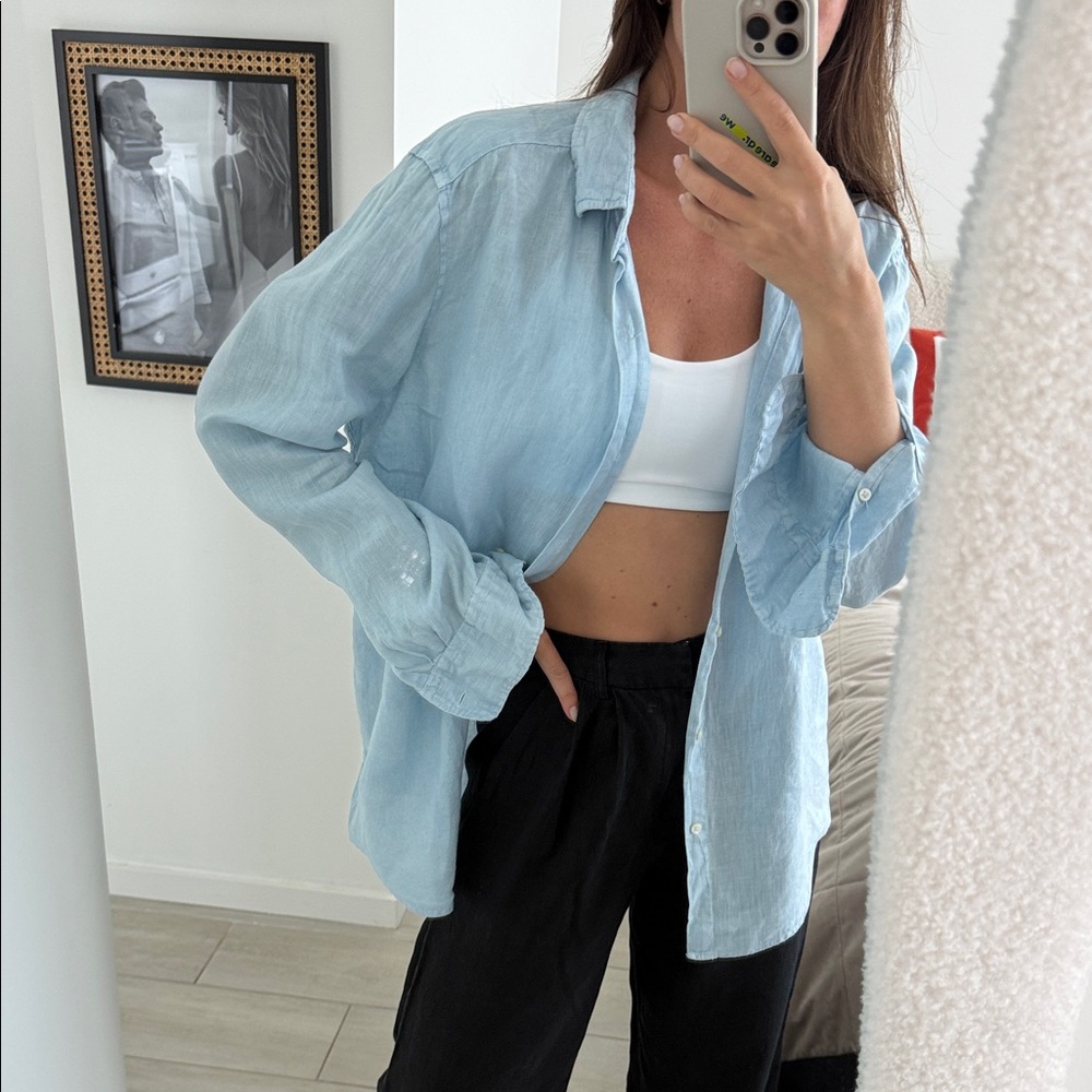 Zara Light Blue Long Sleeve Button-Up Shirt